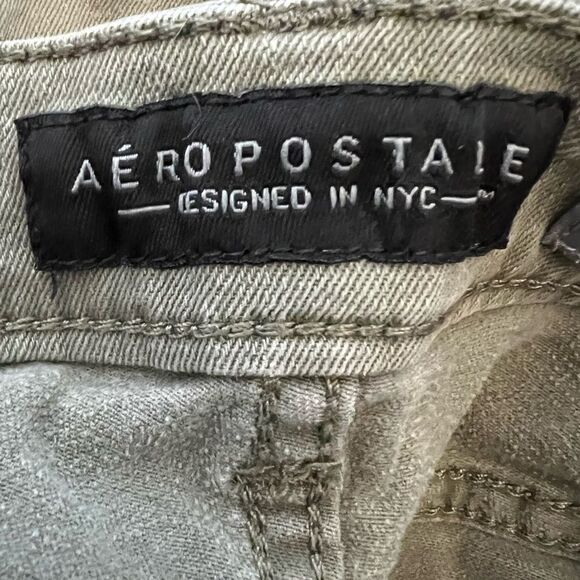 AEROPOSTALE Casual Khaki Green Embroidered Side Cotton Stretch Short 000 - Picture 7 of 8